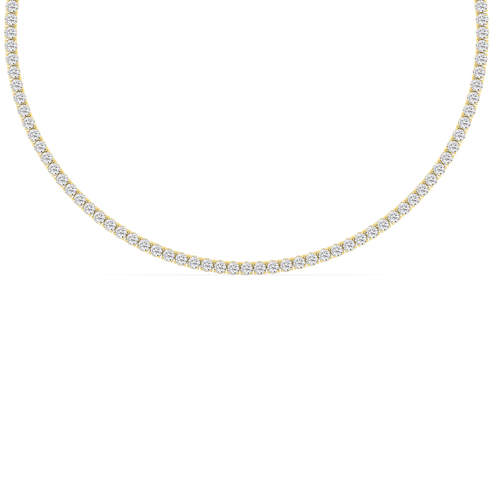 9.10ctw Round Brilliant Lab-Grown Diamond Tennis Necklace in 14k Yellow Gold