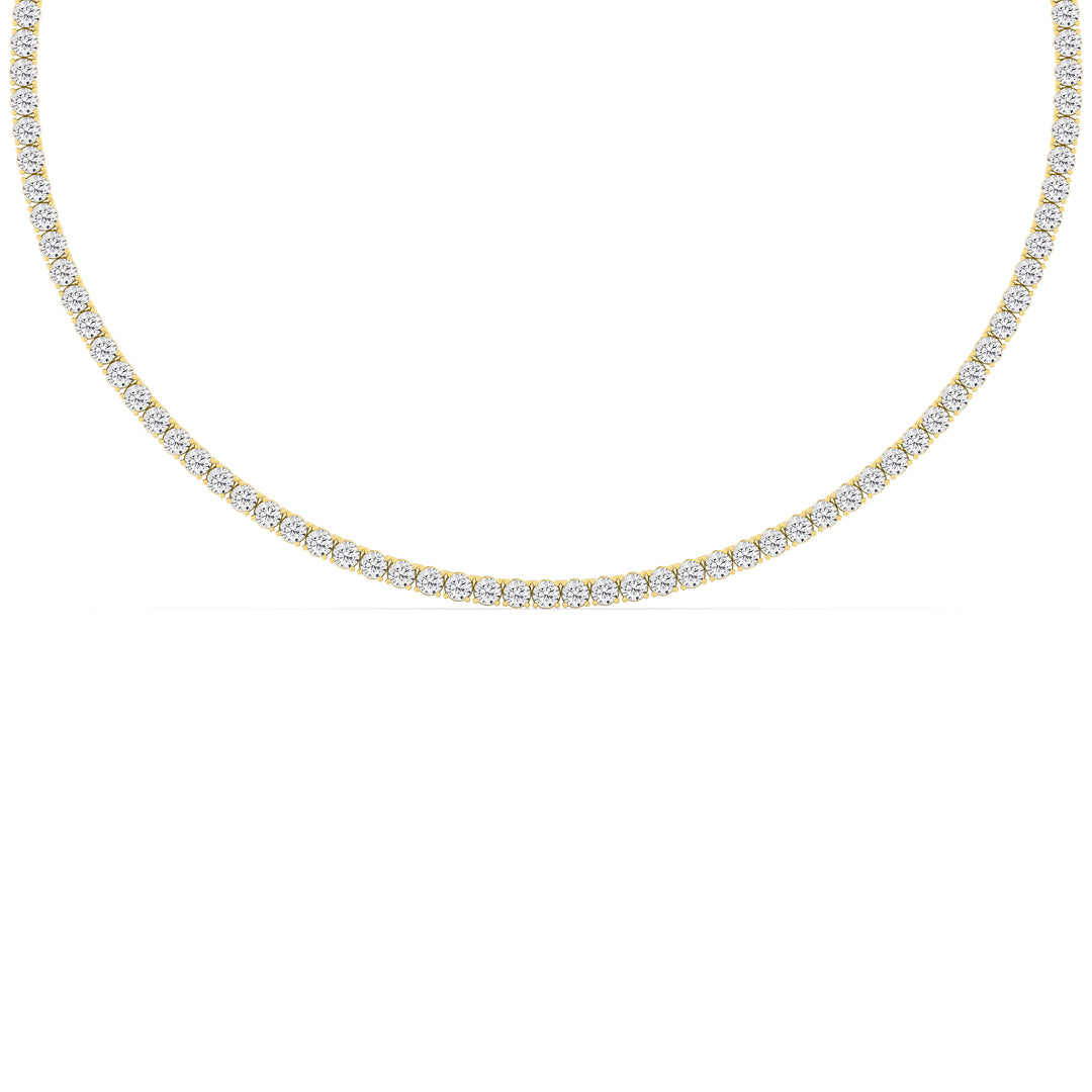 9.10ctw Round Brilliant Lab-Grown Diamond Tennis Necklace in 14k Yellow Gold