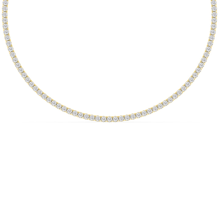 9.10ctw Round Brilliant Lab-Grown Diamond Tennis Necklace in 14k Yellow Gold