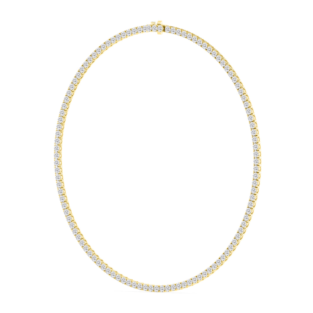 9.10ctw Round Brilliant Lab-Grown Diamond Tennis Necklace in 14k Yellow Gold