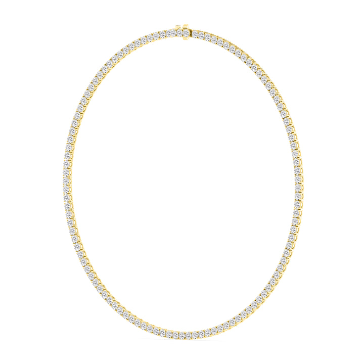 9.10ctw Round Brilliant Lab-Grown Diamond Tennis Necklace in 14k Yellow Gold
