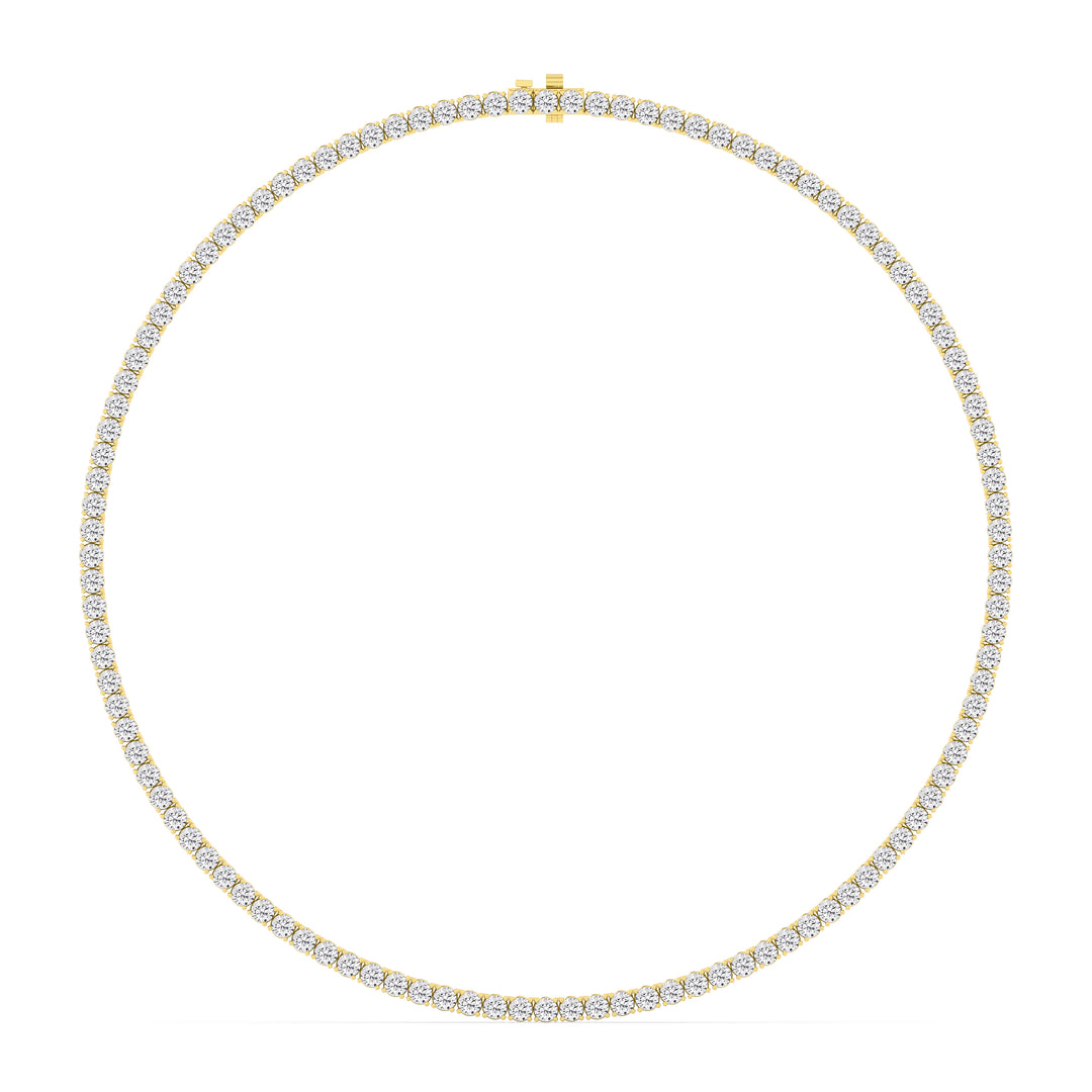 9.10ctw Round Brilliant Lab-Grown Diamond Tennis Necklace in 14k Yellow Gold