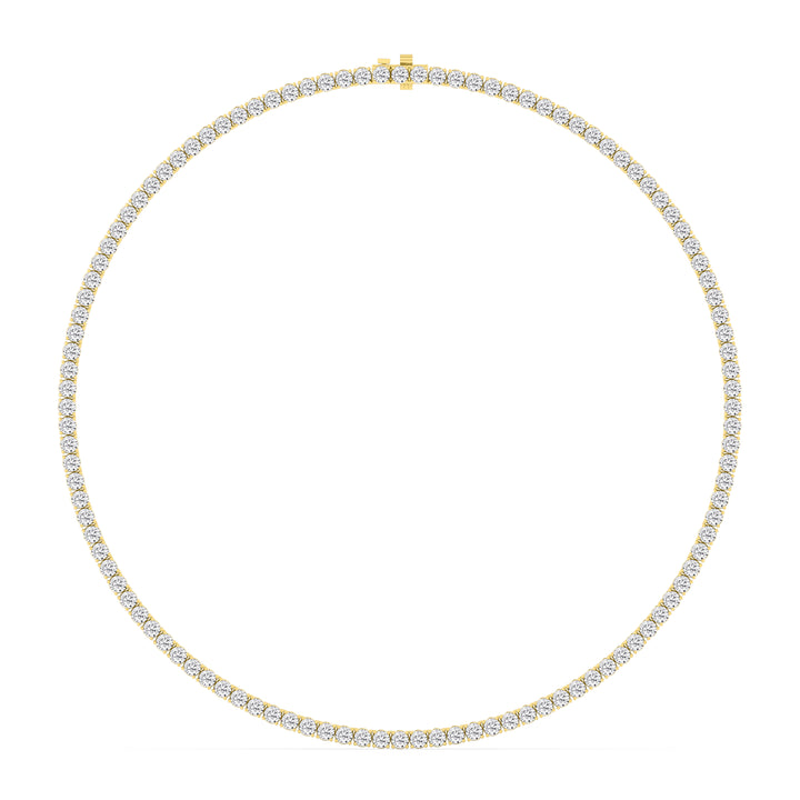 9.10ctw Round Brilliant Lab-Grown Diamond Tennis Necklace in 14k Yellow Gold
