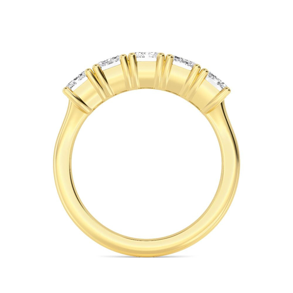 3.58ctw Emerald Cut Lab-Grown Diamond 5-Stone Band in 14k Yellow Gold