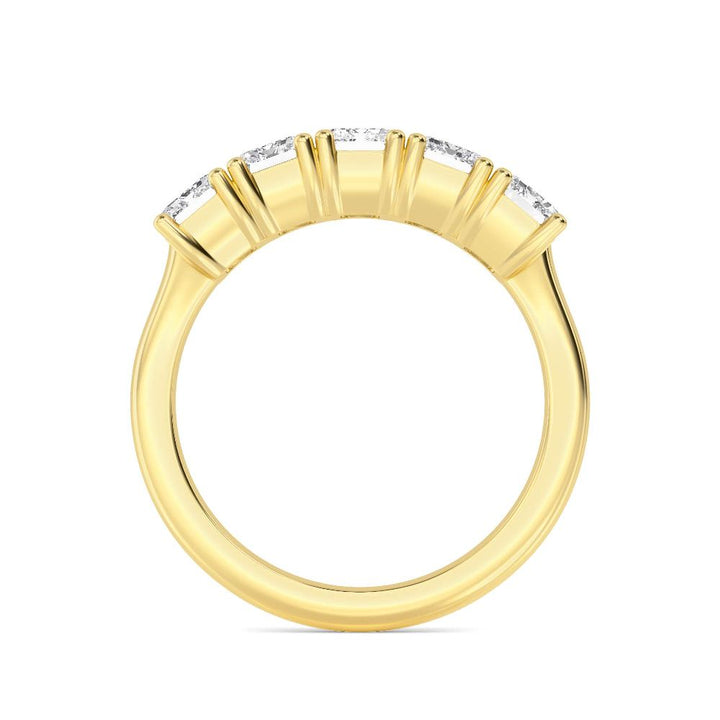 3.58ctw Emerald Cut Lab-Grown Diamond 5-Stone Band in 14k Yellow Gold