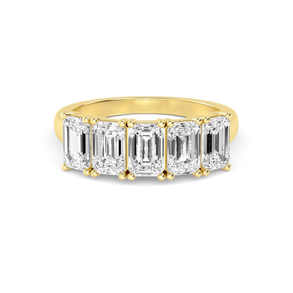 3.58ctw Emerald Cut Lab-Grown Diamond 5-Stone Band in 14k Yellow Gold