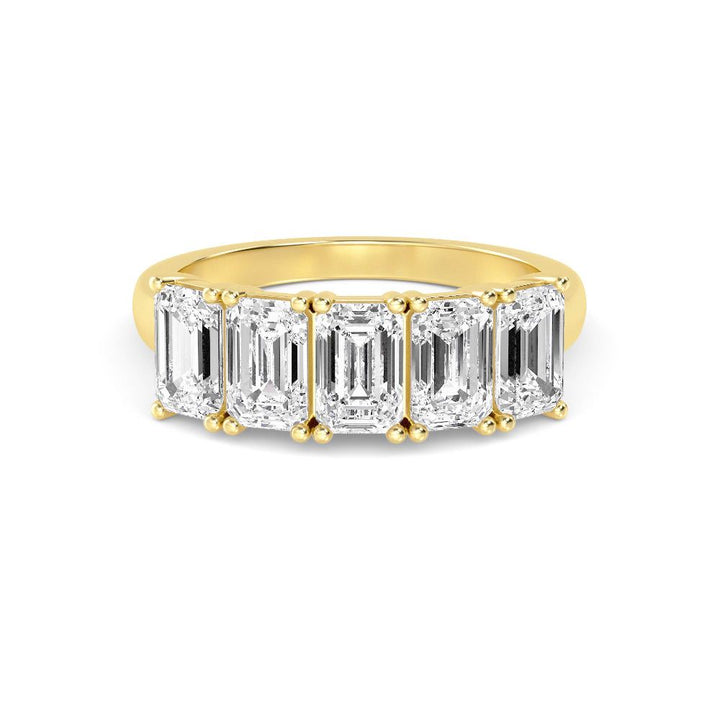 3.58ctw Emerald Cut Lab-Grown Diamond 5-Stone Band in 14k Yellow Gold