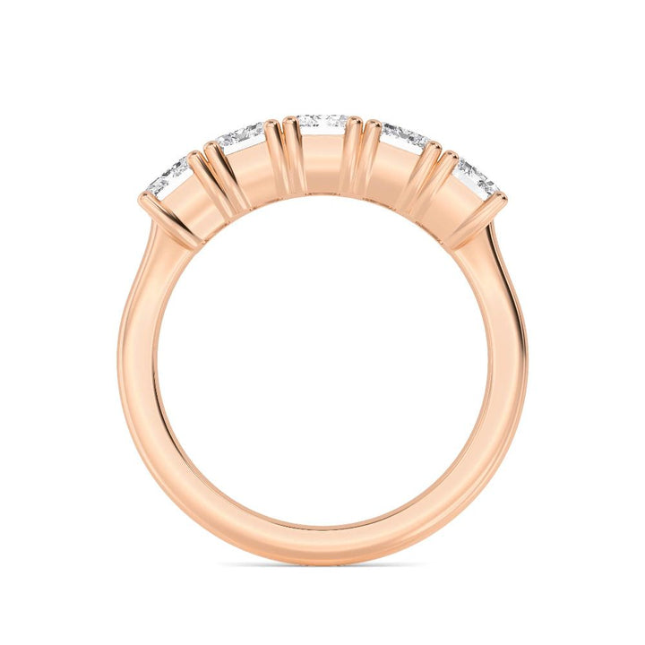 3.58ctw Emerald Cut Lab-Grown Diamond 5-Stone Band in 14k Rose Gold
