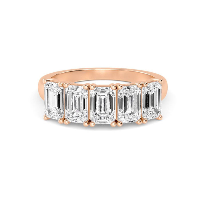 3.58ctw Emerald Cut Lab-Grown Diamond 5-Stone Band in 14k Rose Gold