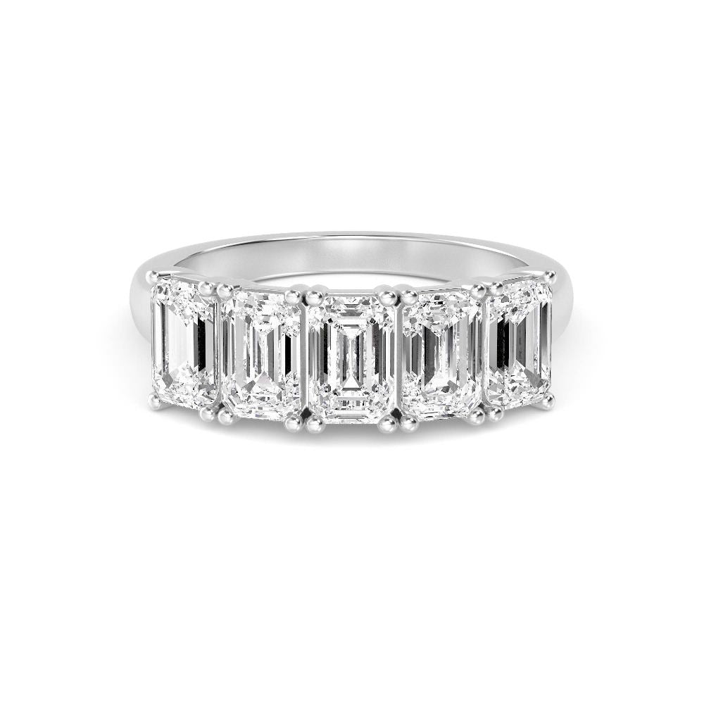 3.58ctw Emerald Cut Lab-Grown Diamond 5-Stone Band in 14k White Gold