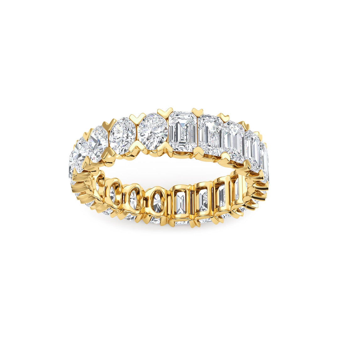 3.79ctw Emerald Cut and Oval Lab-Grown Diamond Eternity Band in 14k Yellow Gold