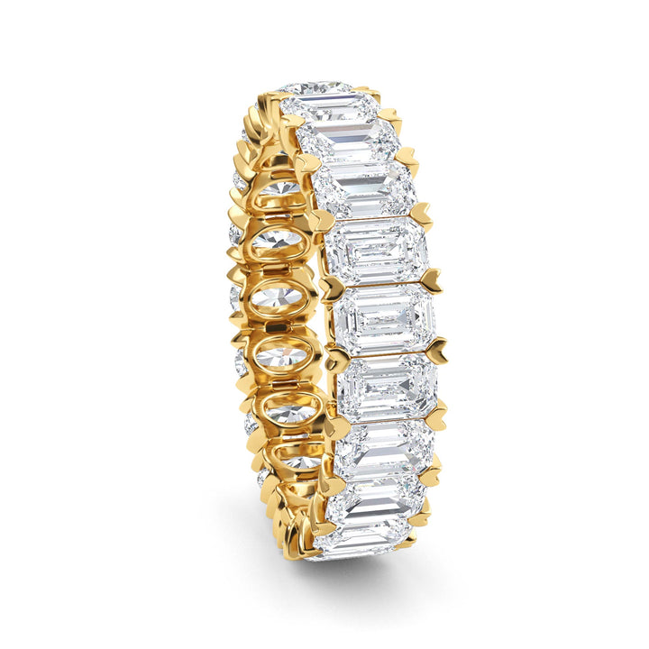 3.79ctw Emerald Cut and Oval Lab-Grown Diamond Eternity Band in 14k Yellow Gold