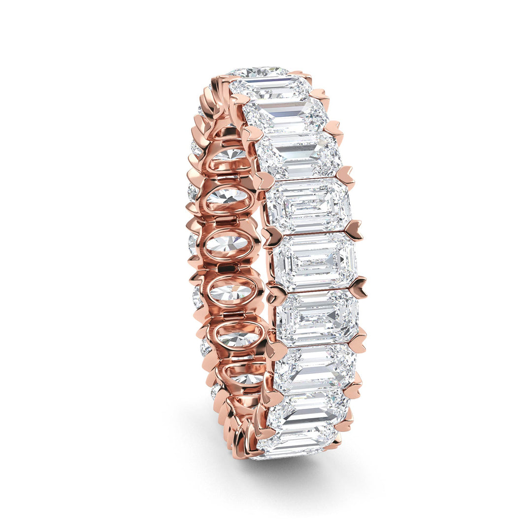 3.79ctw Emerald Cut and Oval Lab-Grown Diamond Eternity Band in 14k Rose Gold