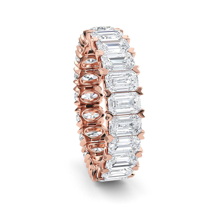 3.79ctw Emerald Cut and Oval Lab-Grown Diamond Eternity Band in 14k Rose Gold
