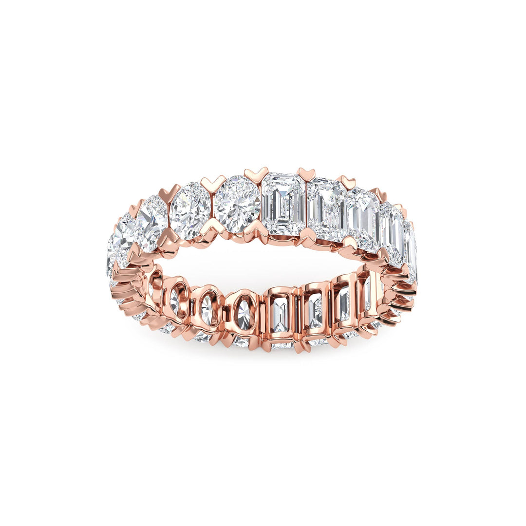 3.79ctw Emerald Cut and Oval Lab-Grown Diamond Eternity Band in 14k Rose Gold