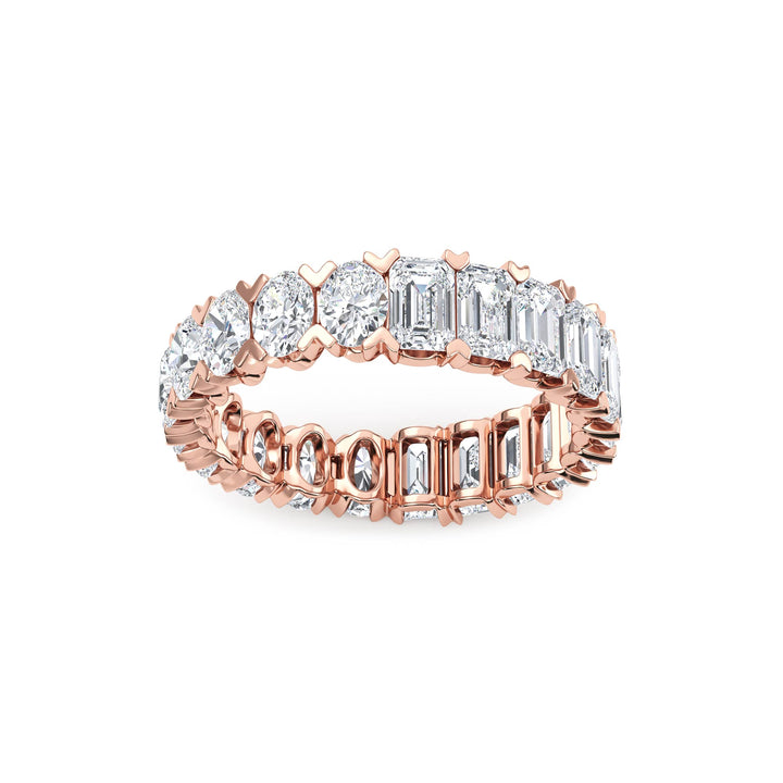 3.79ctw Emerald Cut and Oval Lab-Grown Diamond Eternity Band in 14k Rose Gold