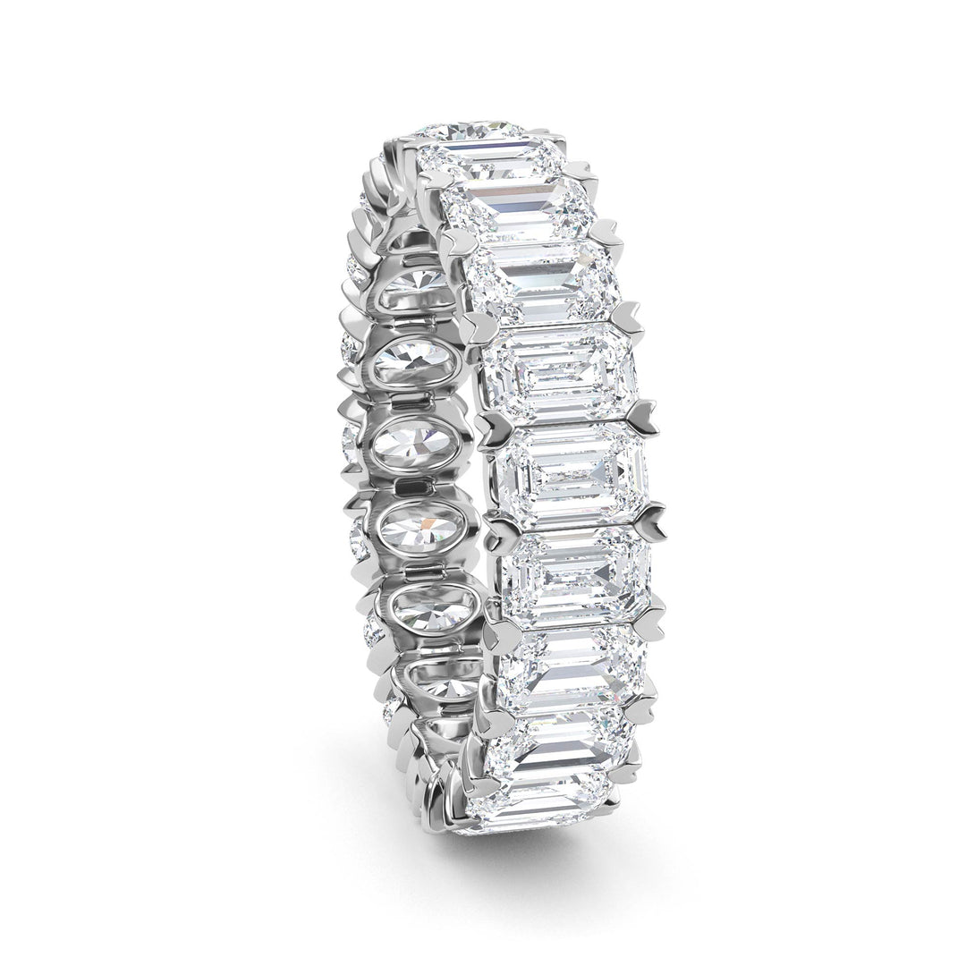 3.79ctw Emerald Cut and Oval Lab-Grown Diamond Eternity Band in 14k White Gold