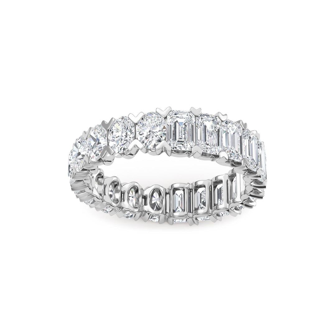 3.79ctw Emerald Cut and Oval Lab-Grown Diamond Eternity Band in 14k White Gold