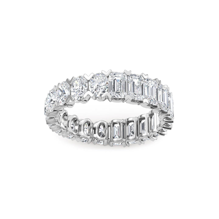 3.79ctw Emerald Cut and Oval Lab-Grown Diamond Eternity Band in 14k White Gold