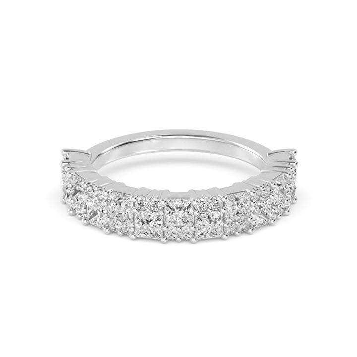 1.50ctw Princess Cut & Round Brilliant Lab-Grown Diamond Stackable Band in 14k White Gold