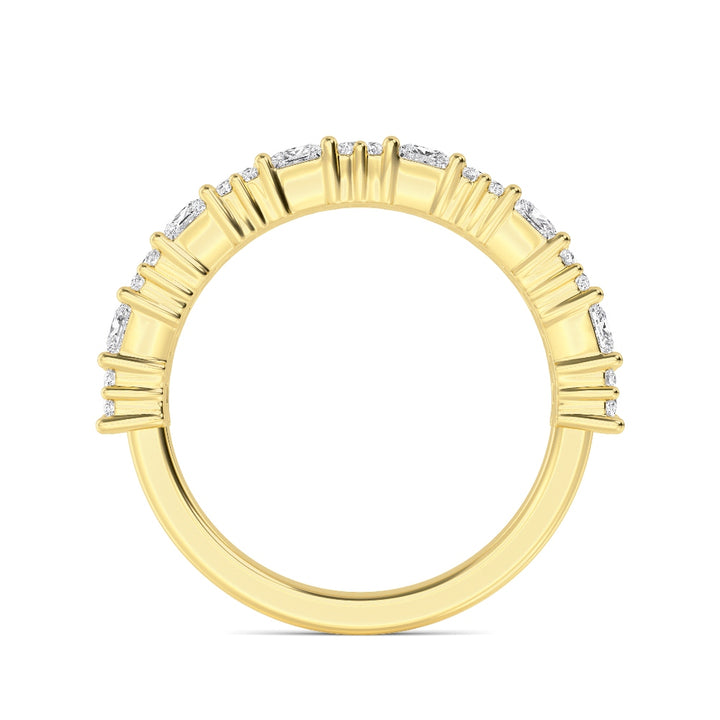 1.50ctw Princess Cut & Round Brilliant Lab-Grown Diamond Stackable Band in 14k Yellow Gold