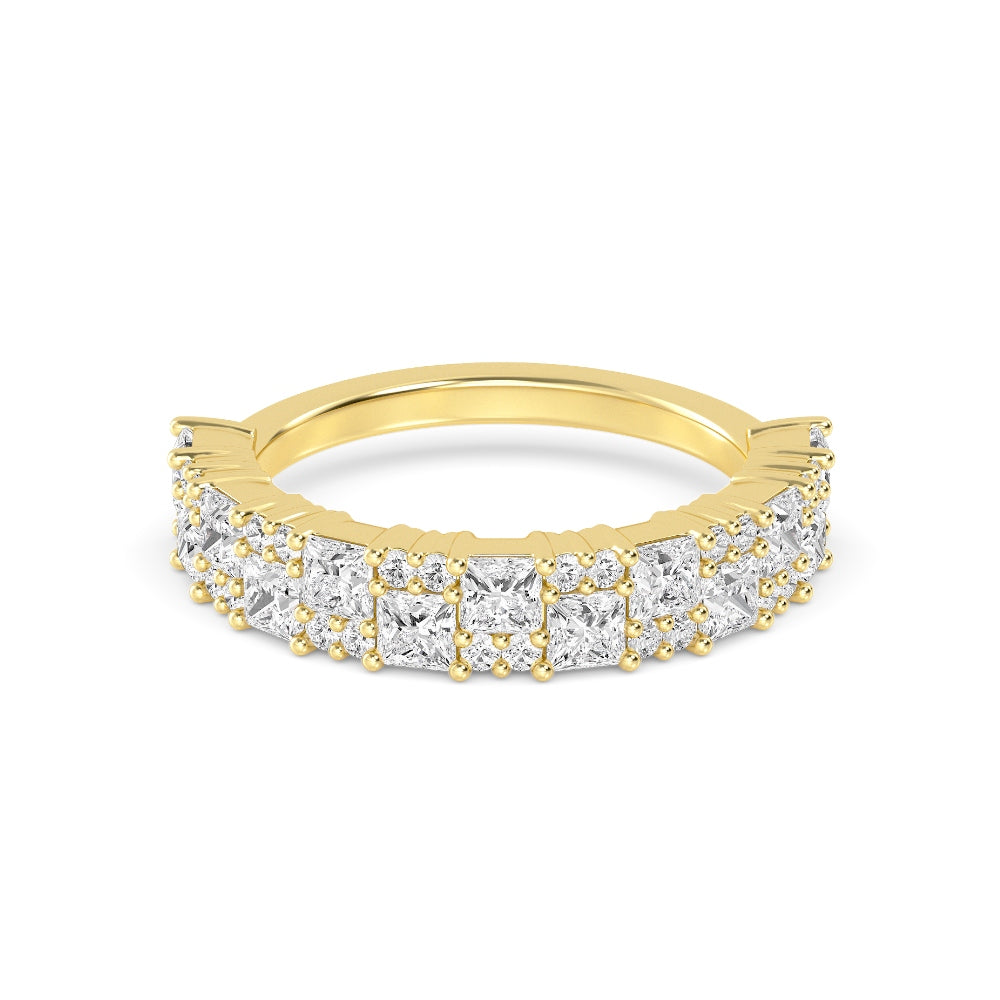 1.50ctw Princess Cut & Round Brilliant Lab-Grown Diamond Stackable Band in 14k Yellow Gold
