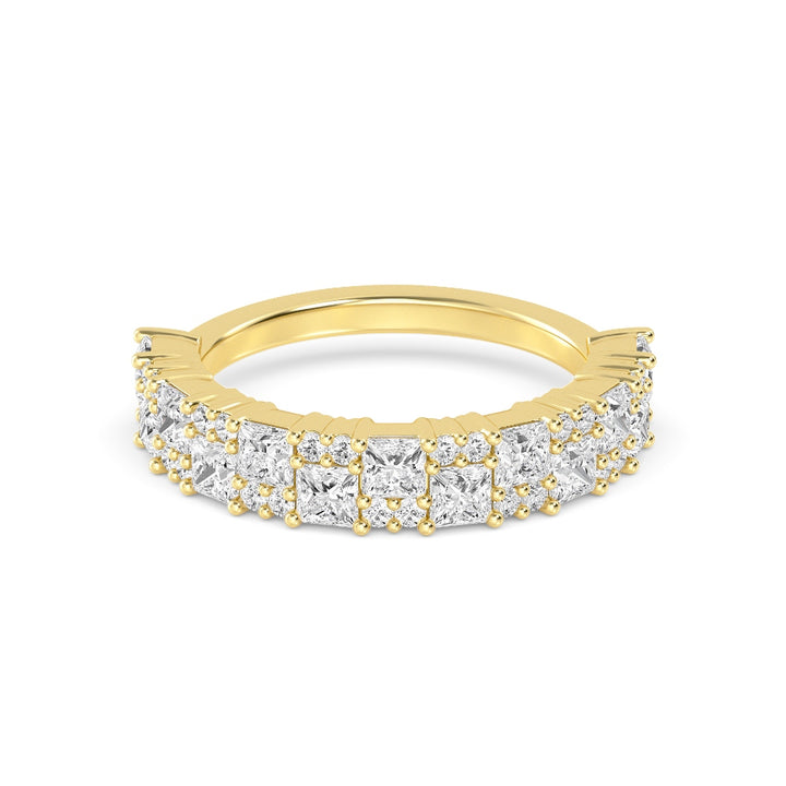 1.50ctw Princess Cut & Round Brilliant Lab-Grown Diamond Stackable Band in 14k Yellow Gold