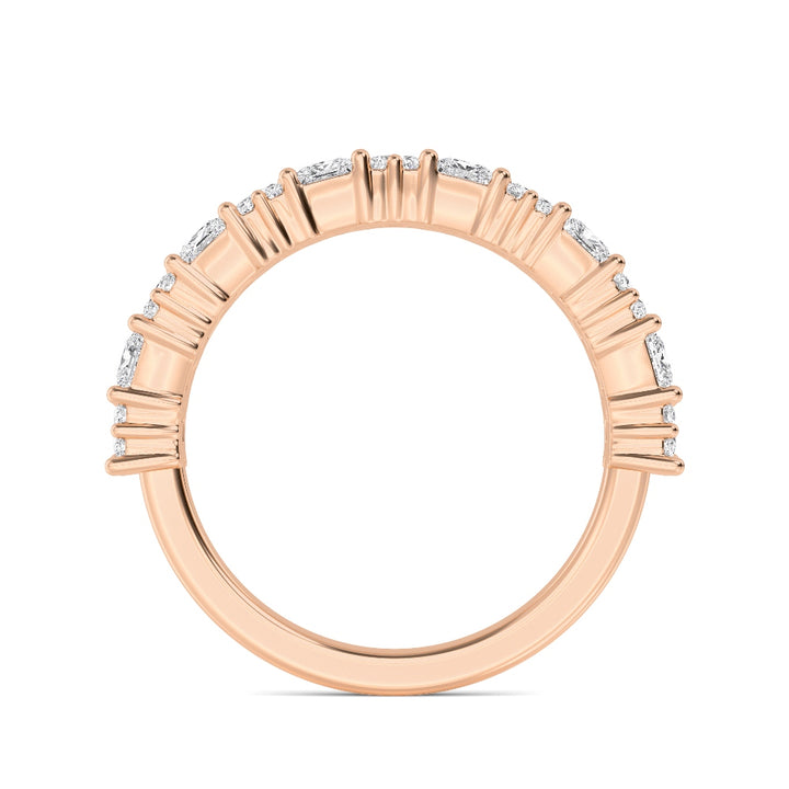 1.50ctw Princess Cut & Round Brilliant Lab-Grown Diamond Stackable Band in 14k Rose Gold
