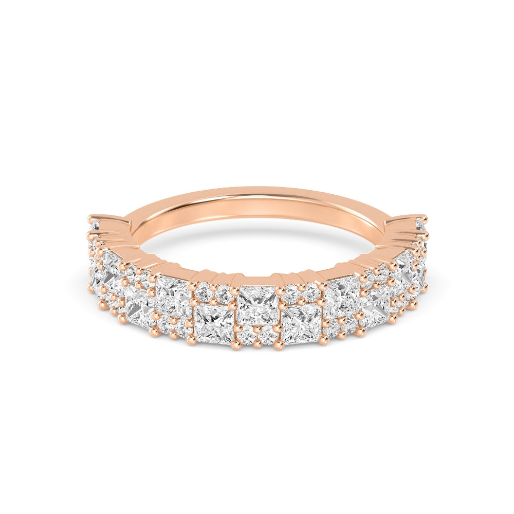 1.50ctw Princess Cut & Round Brilliant Lab-Grown Diamond Stackable Band in 14k Rose Gold