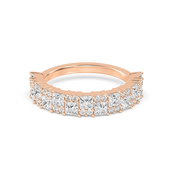 1.50ctw Princess Cut & Round Brilliant Lab-Grown Diamond Stackable Band in 14k Rose Gold