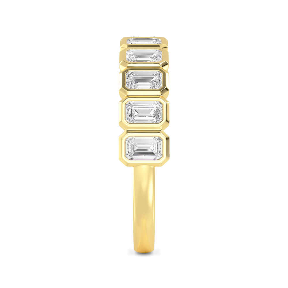 1.25ctw Emerald Cut Lab-Grown Diamond Bezel-Set Band in 14k Yellow Gold