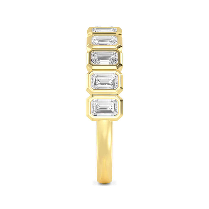 1.25ctw Emerald Cut Lab-Grown Diamond Bezel-Set Band in 14k Yellow Gold