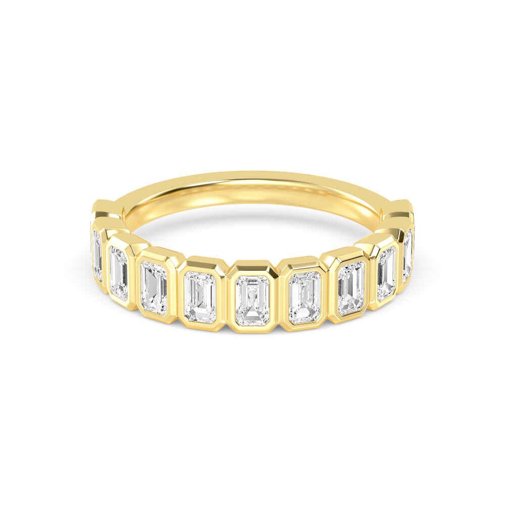1.25ctw Emerald Cut Lab-Grown Diamond Bezel-Set Band in 14k Yellow Gold