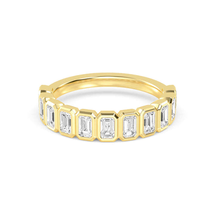 1.25ctw Emerald Cut Lab-Grown Diamond Bezel-Set Band in 14k Yellow Gold