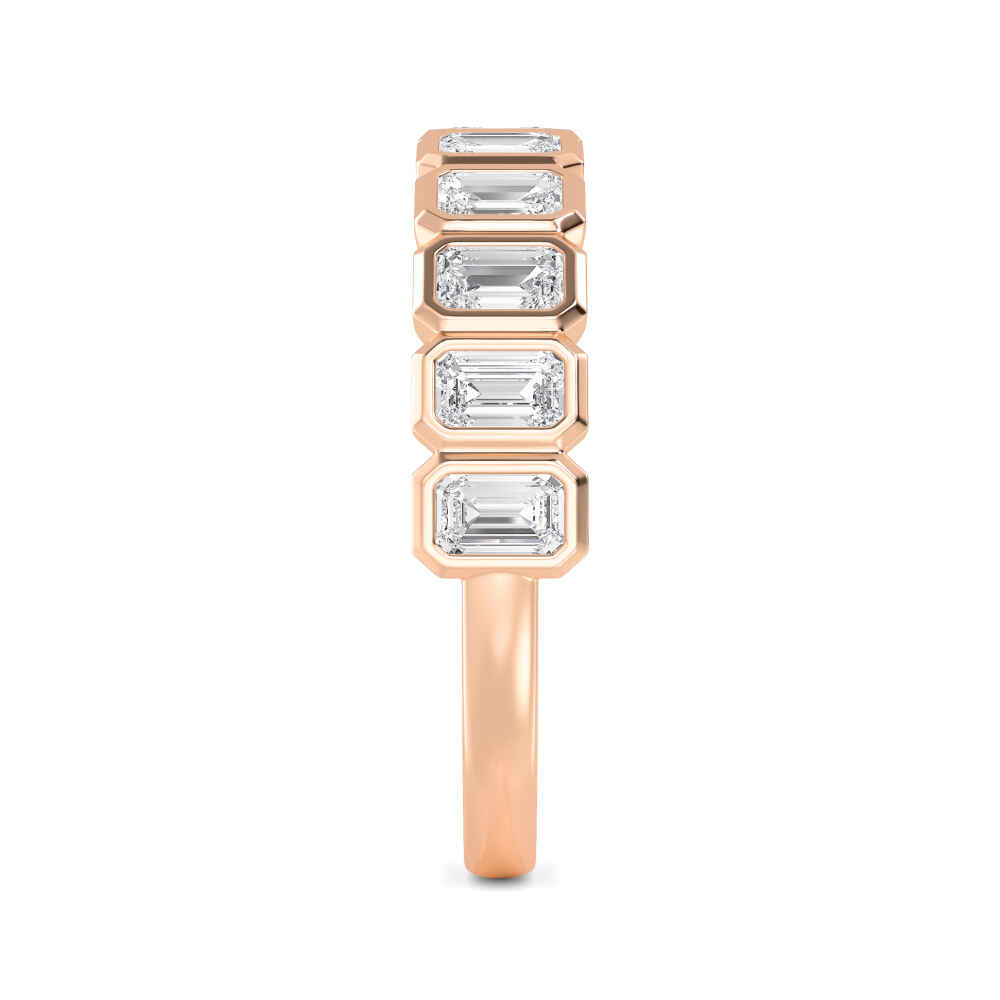 1.25ctw Emerald Cut Lab-Grown Diamond Bezel-Set Band in 14k Rose Gold