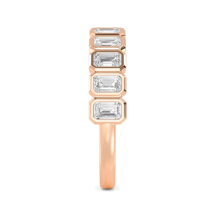 1.25ctw Emerald Cut Lab-Grown Diamond Bezel-Set Band in 14k Rose Gold