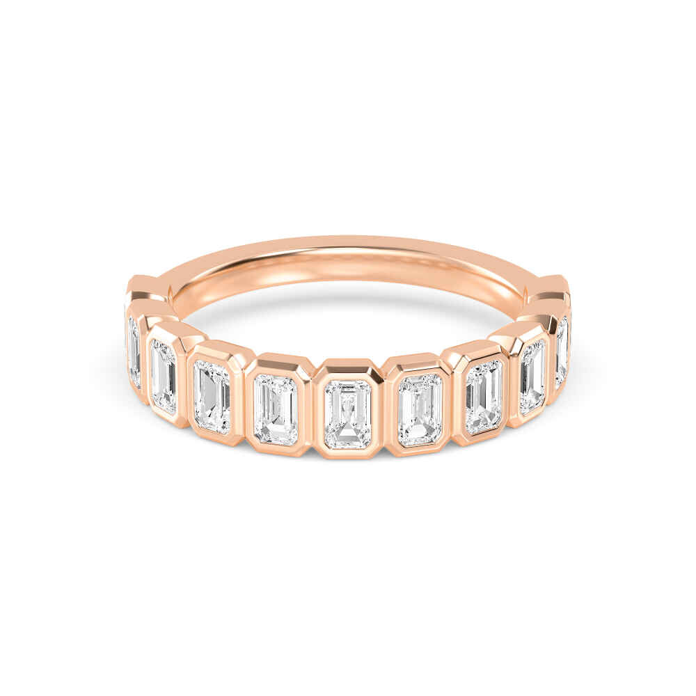 1.25ctw Emerald Cut Lab-Grown Diamond Bezel-Set Band in 14k Rose Gold