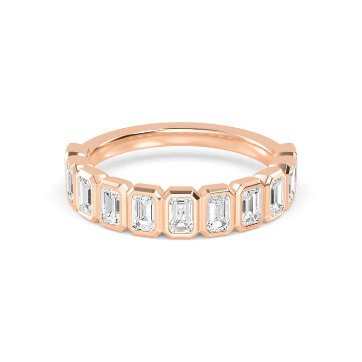 1.25ctw Emerald Cut Lab-Grown Diamond Bezel-Set Band in 14k Rose Gold