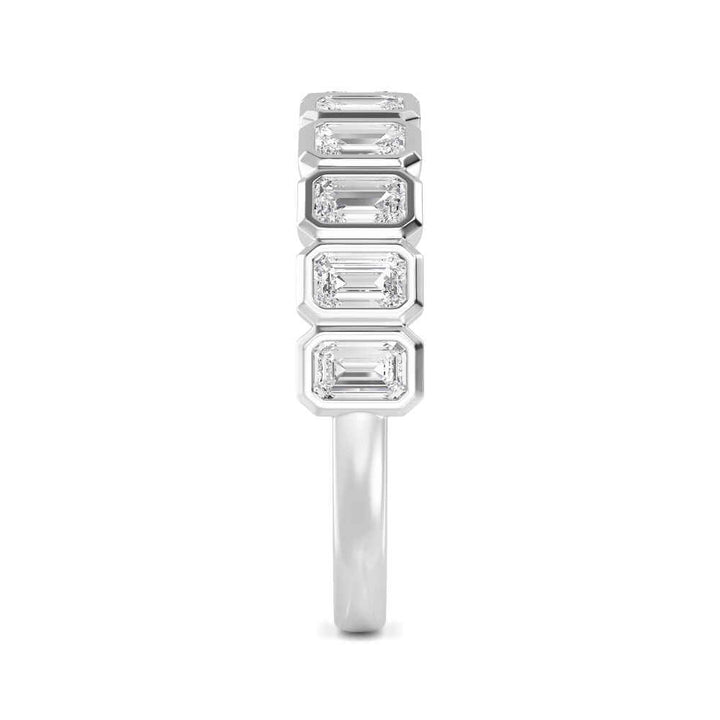 1.25ctw Emerald Cut Lab-Grown Diamond Bezel-Set Band in 14k White Gold