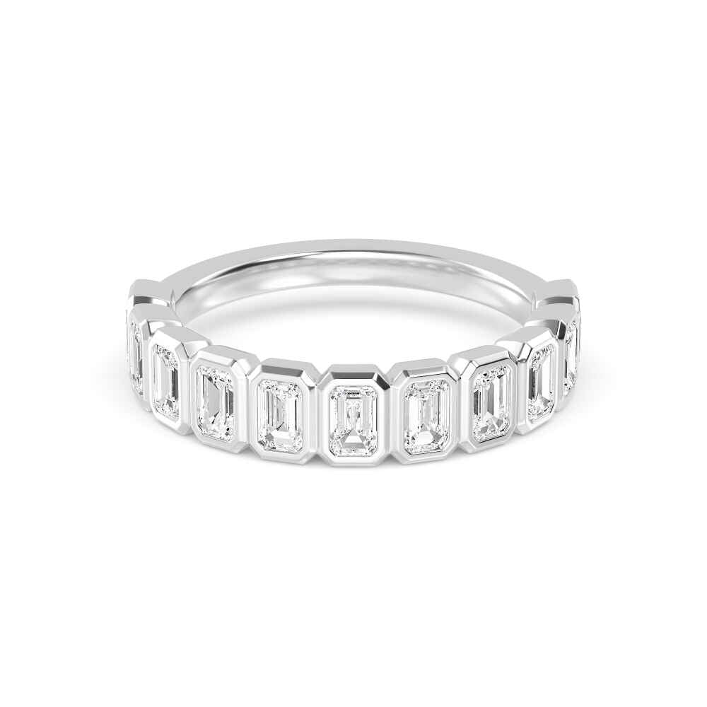 1.25ctw Emerald Cut Lab-Grown Diamond Bezel-Set Band in 14k White Gold