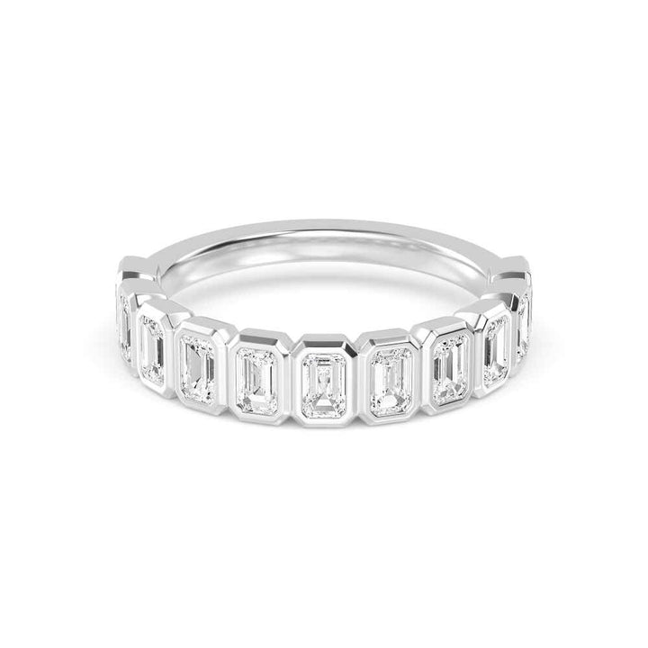 1.25ctw Emerald Cut Lab-Grown Diamond Bezel-Set Band in 14k White Gold