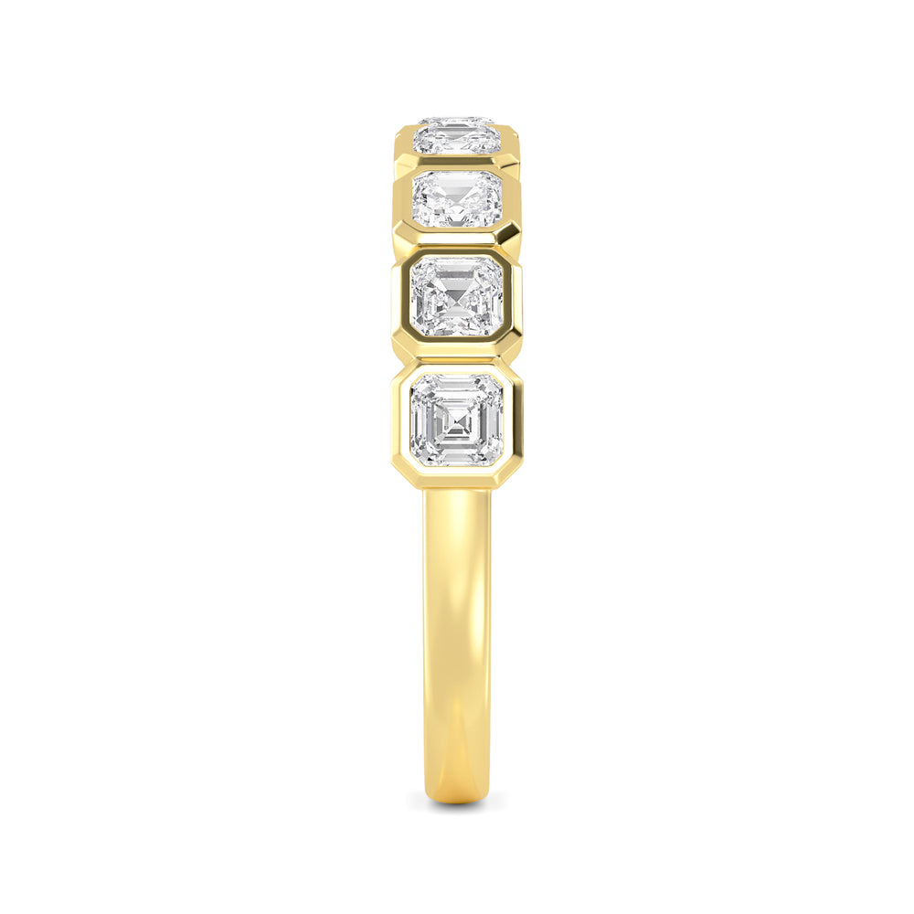 1.08ctw Asscher Cut Lab-Grown Diamond Bezel-Set 9-Stone Band in 14k Yellow Gold