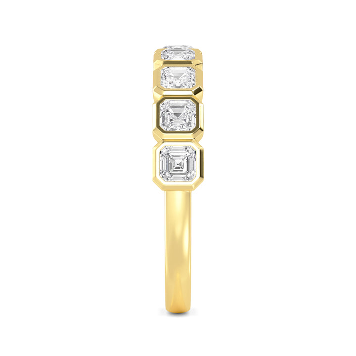1.08ctw Asscher Cut Lab-Grown Diamond Bezel-Set 9-Stone Band in 14k Yellow Gold