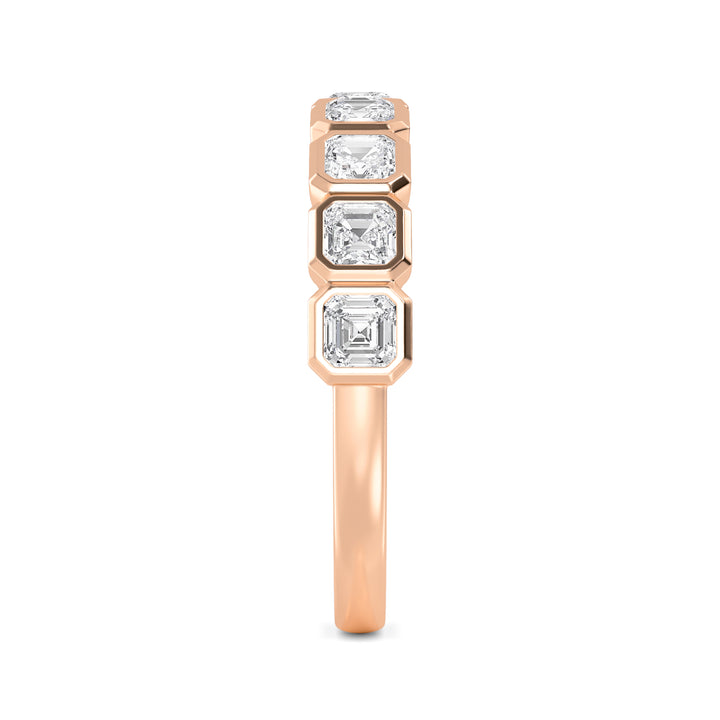 1.08ctw Asscher Cut Lab-Grown Diamond Bezel-Set 9-Stone Band in 14k Rose Gold