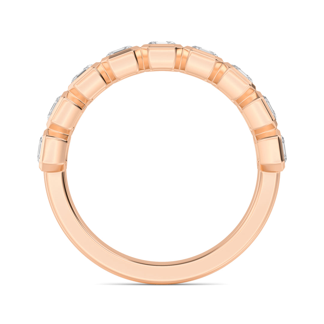1.08ctw Asscher Cut Lab-Grown Diamond Bezel-Set 9-Stone Band in 14k Rose Gold
