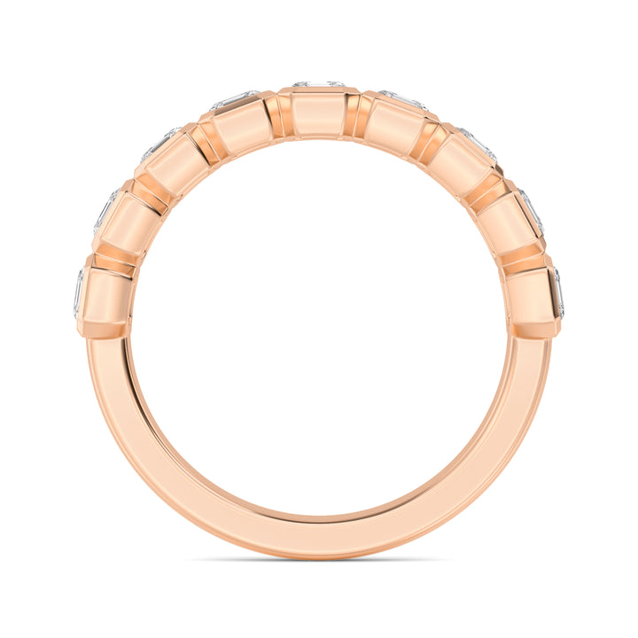 1.08ctw Asscher Cut Lab-Grown Diamond Bezel-Set 9-Stone Band in 14k Rose Gold