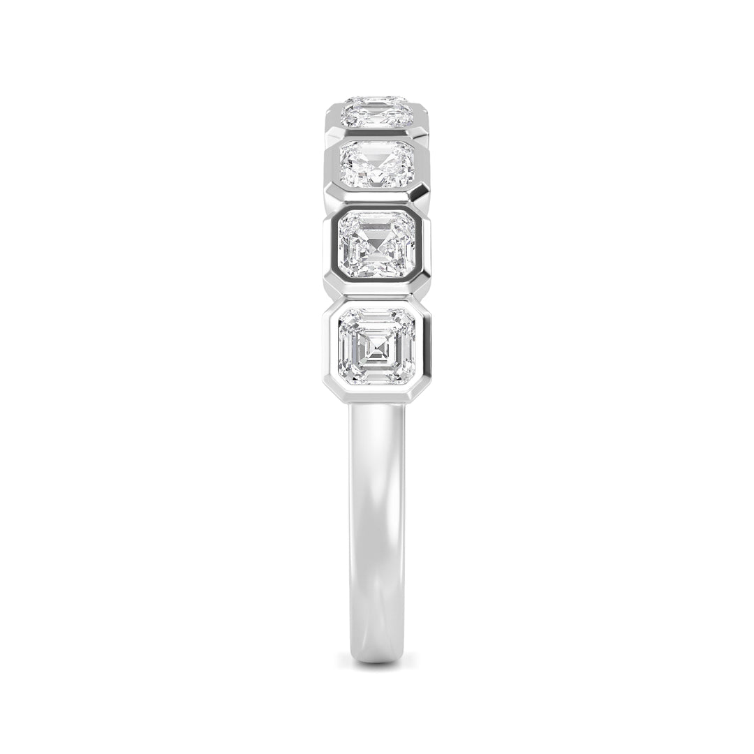 1.08ctw Asscher Cut Lab-Grown Diamond Bezel-Set 9-Stone Band in 14k White Gold
