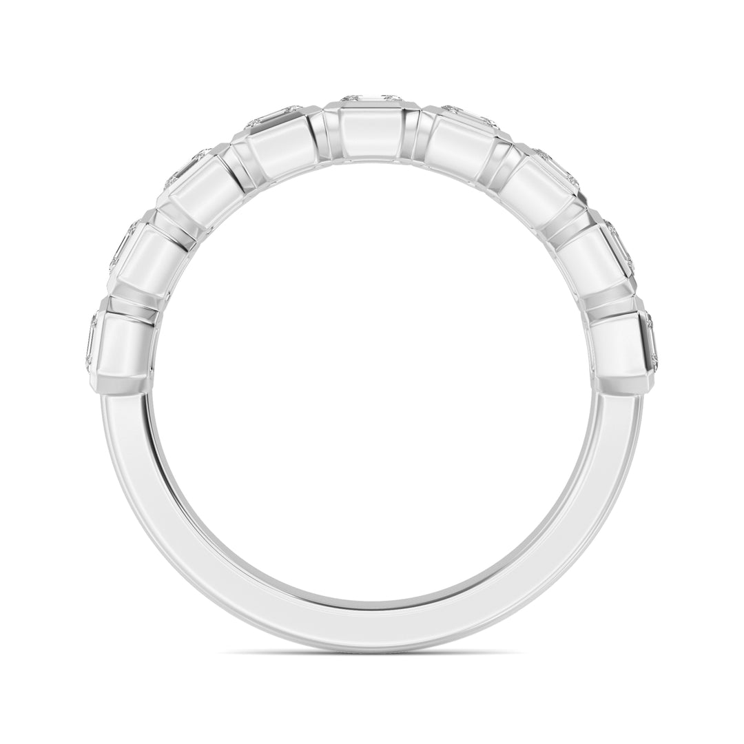 1.08ctw Asscher Cut Lab-Grown Diamond Bezel-Set 9-Stone Band in 14k White Gold