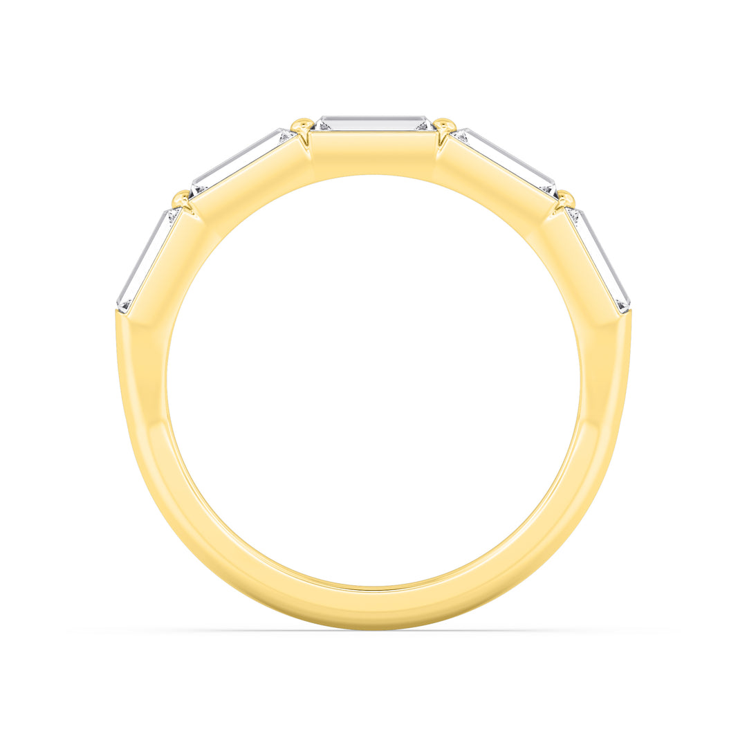 0.50ctw Baguette Cut Lab-Grown Diamond 5-Stone Stackable Band in 14k Yellow Gold