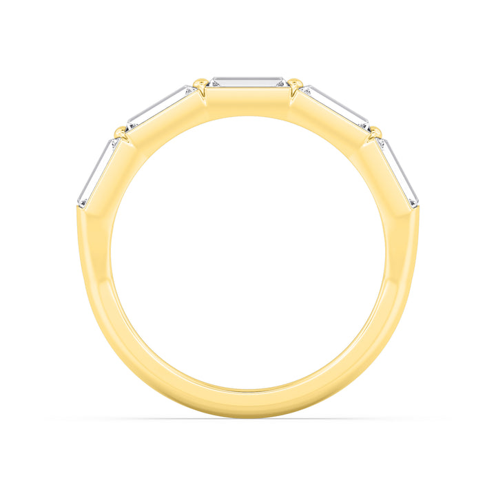 0.50ctw Baguette Cut Lab-Grown Diamond 5-Stone Stackable Band in 14k Yellow Gold